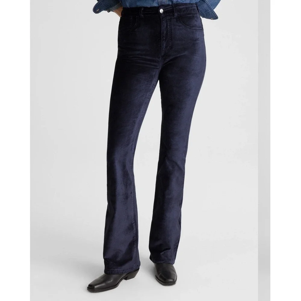 Madewell The Stretch Flare Pant in Velvet Classic Navy 29 High Rise NWT